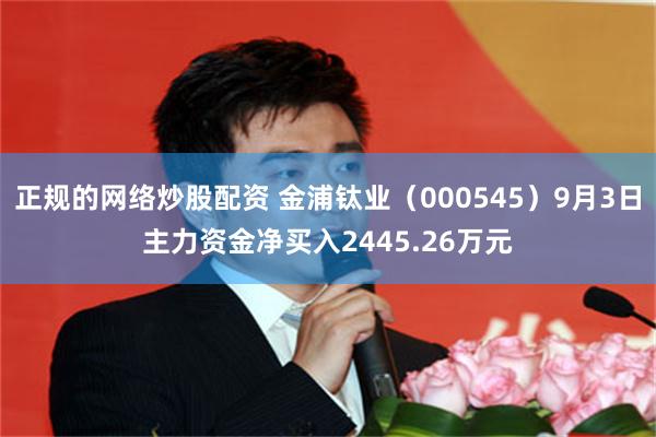 正规的网络炒股配资 金浦钛业（000545）9月3日主力资金净买入2445.26万元