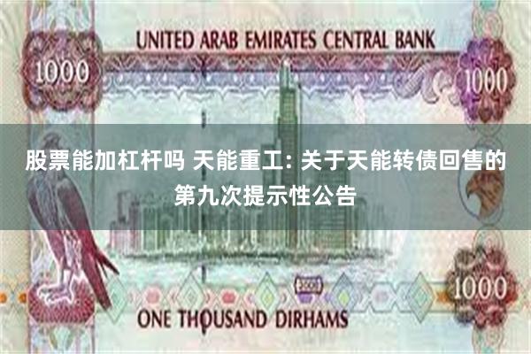 股票能加杠杆吗 天能重工: 关于天能转债回售的第九次提示性公告